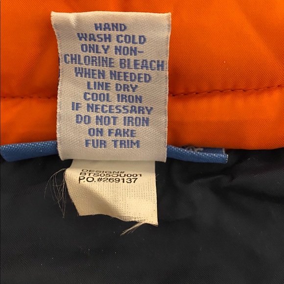 Delias Ski Vest 70s/Retro/Vintage/fur hood/small/orange/navy/classic/Y2K 90s - Picture 6 of 8